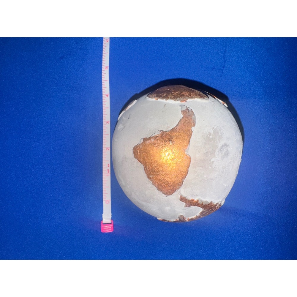 Concrete World Globe Decor Earth Sculpture Copper Accent Unique Gift - Picture 4 of 4